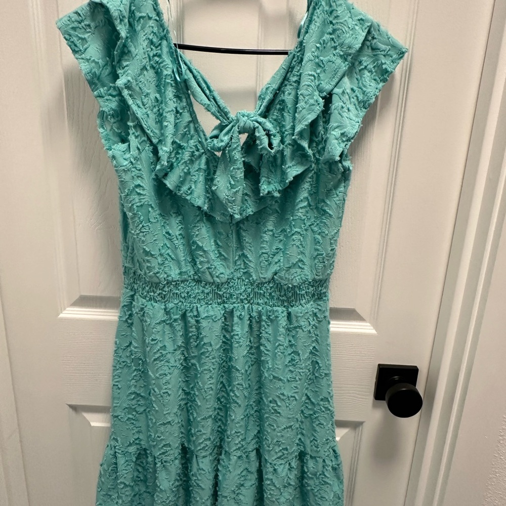 Turquoise Textured Dress - Picture 2 of 4